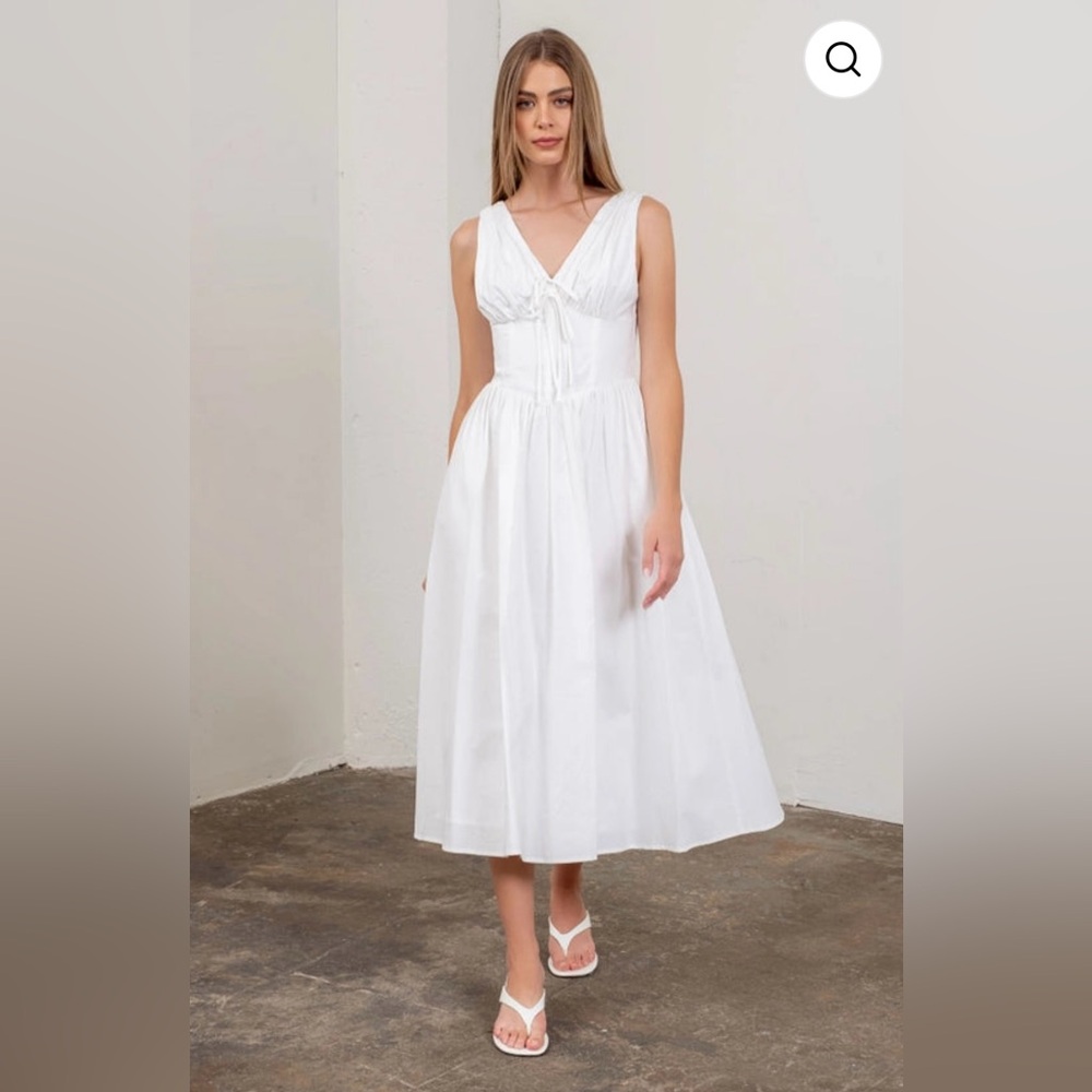 Moon River V Neck Corset Midi Dress - Picture 16 of 16